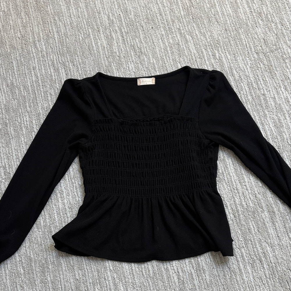 Altar'd State Black Smocked Blouse